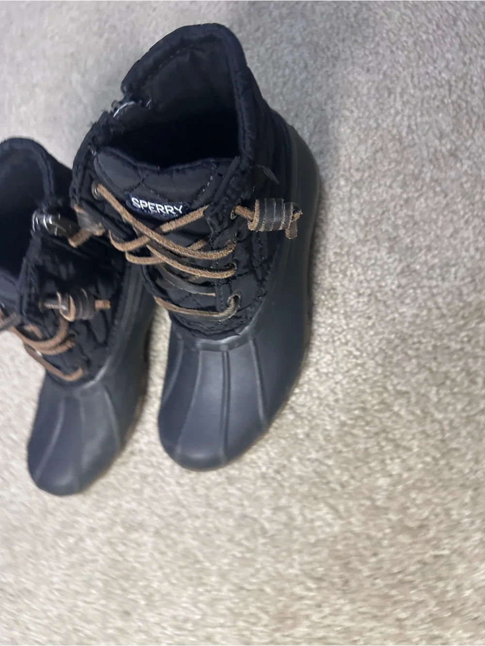 Sperry Kids Black Lace-Up Rain Boots